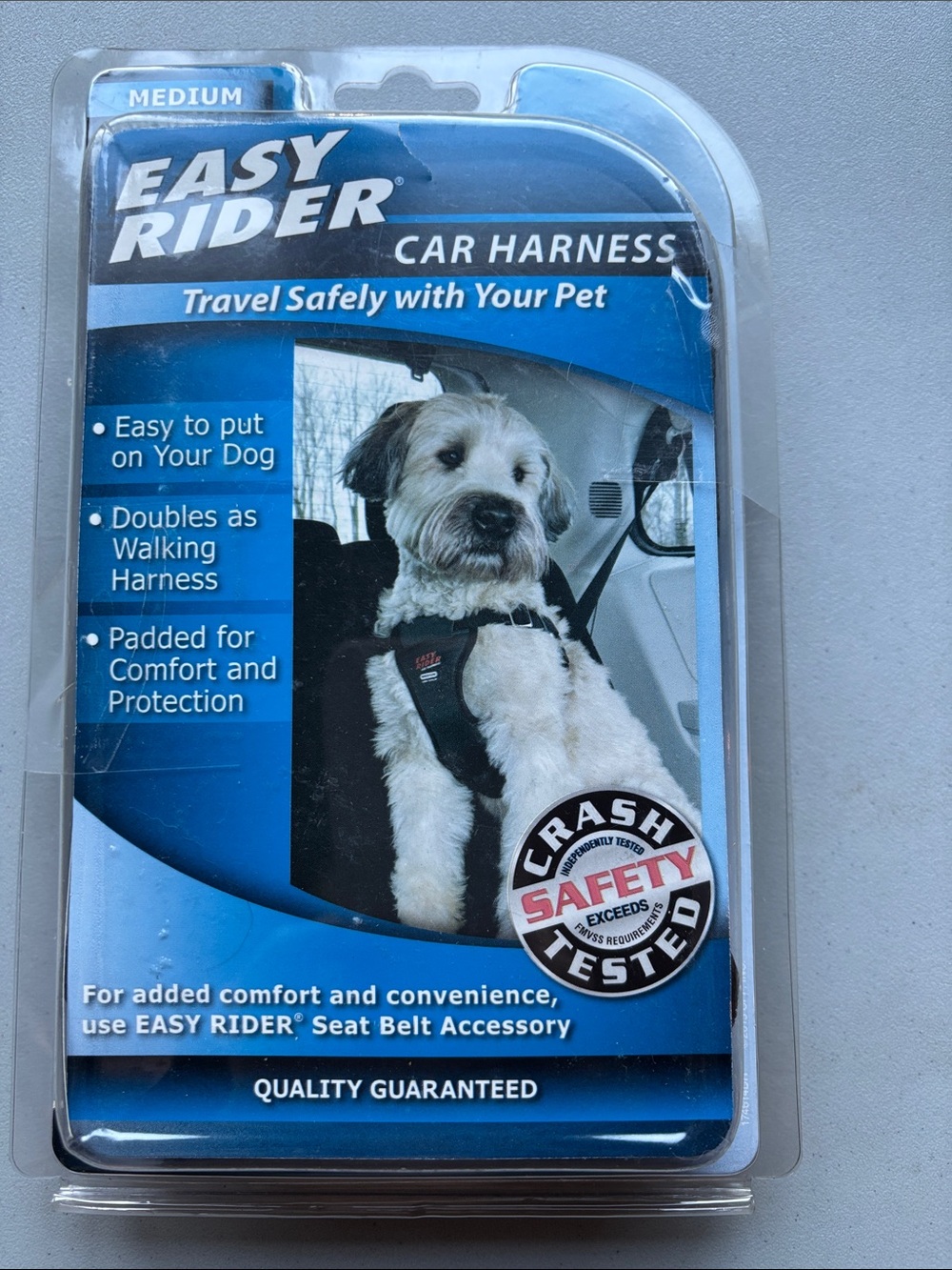 Easy rider car harness for a dog